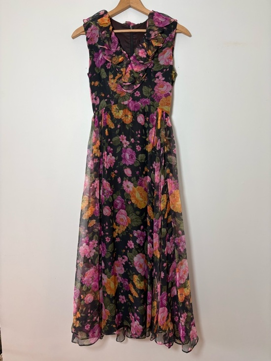 Futura Couture of New York Dresses & Skirts - Vintage 1960s/70s Futura Couture of NY Floral Chiffon Maxi Dress
